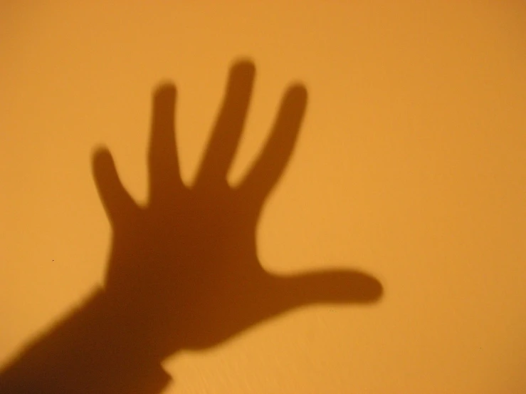 the shadow of a hand on a wall