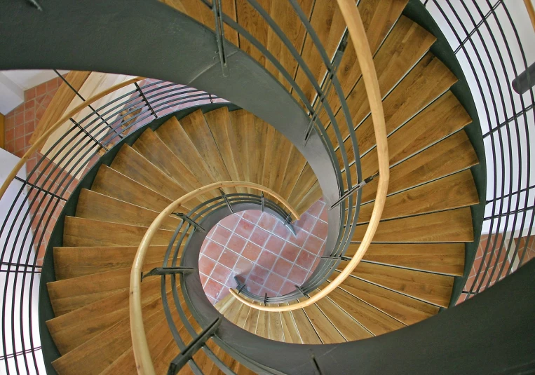 spiral stairs that lead down to the top floor