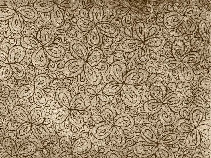 a brown and white wallpaper with lots of small, intricate designs