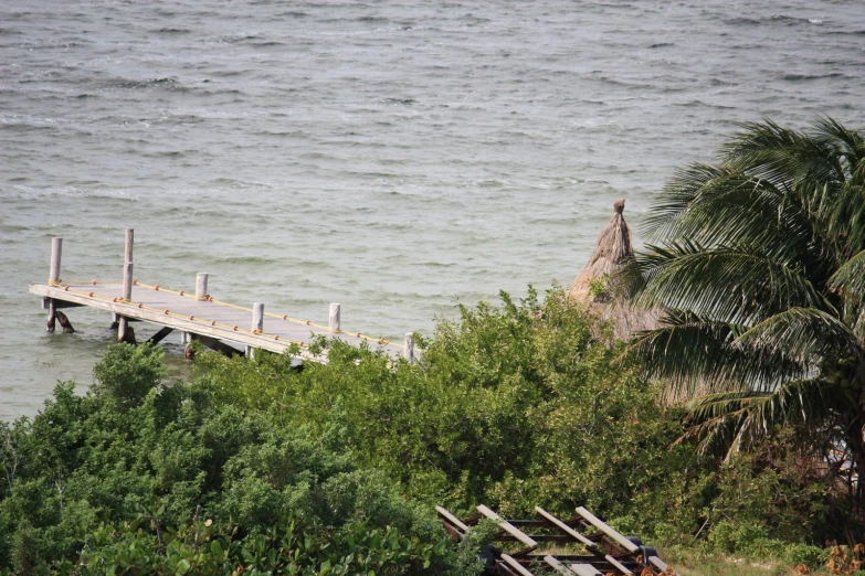 a long dock is between a body of water