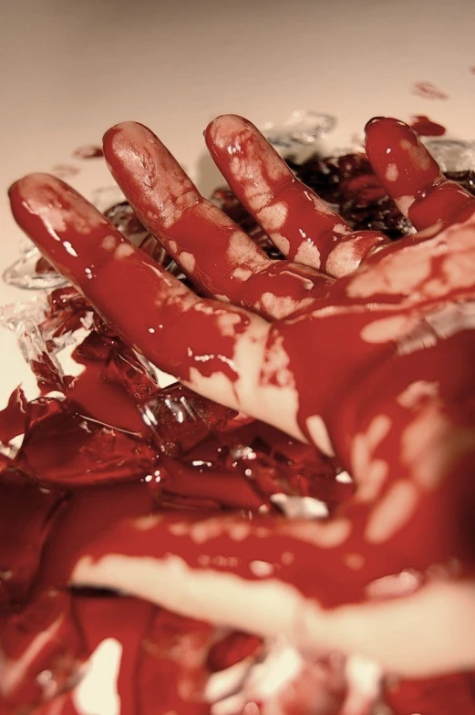 a closeup image of a red substance in a white tray