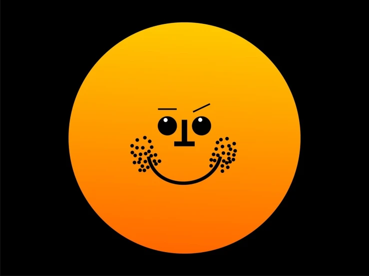 an orange smiley face with black background