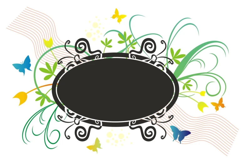 a round design with an abstract floral and erfly decoration