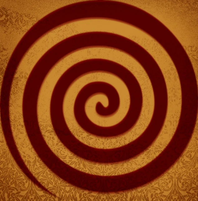 there is a spiral of red and tan colors