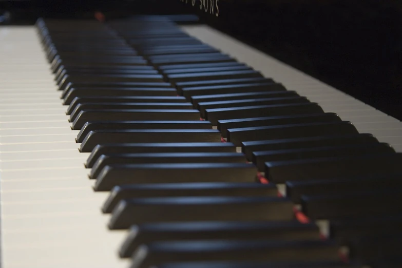 closeup view of the black and white piano keys