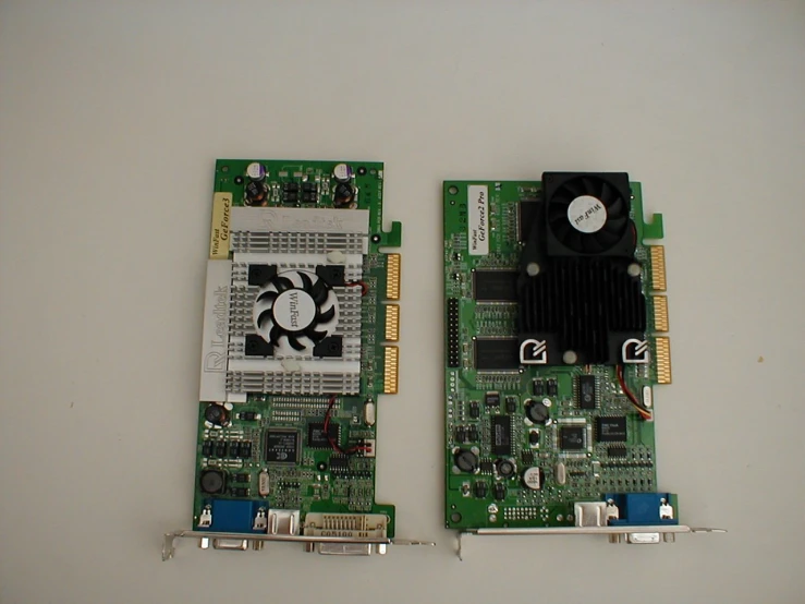 two small computer cards sitting side by side