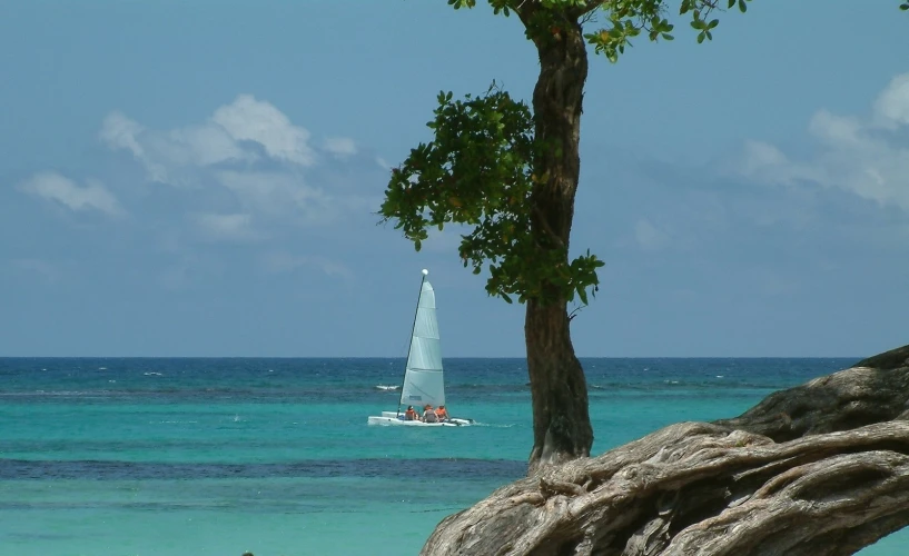 a sailboat is sailing the open ocean