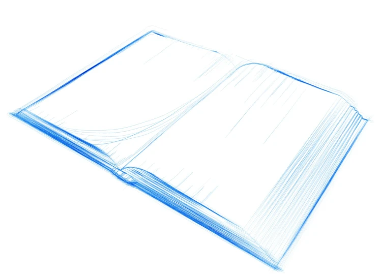 a drawing of an opened book on white background