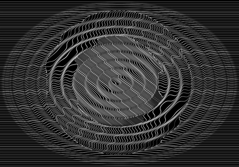 an abstract black and white po of a circle