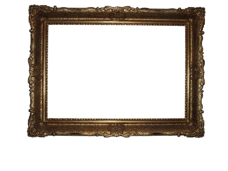 a small gold frame that is empty and has a white background