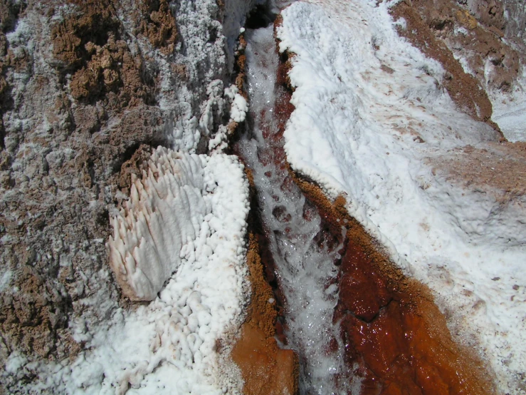 snow - covered brown and white rocks in the ground