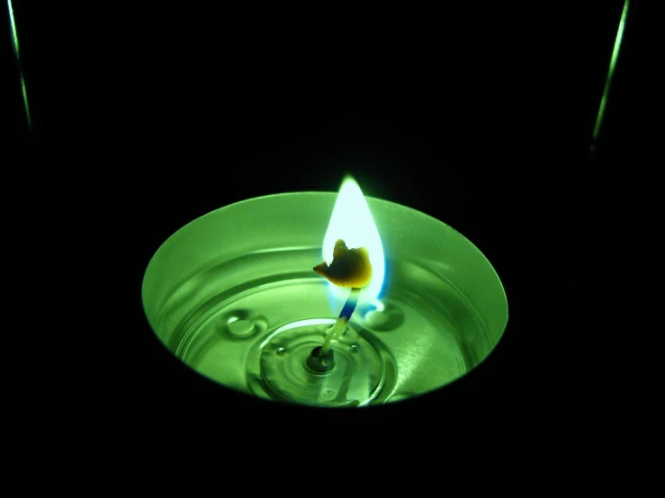 the bright flame is seen in a liquid
