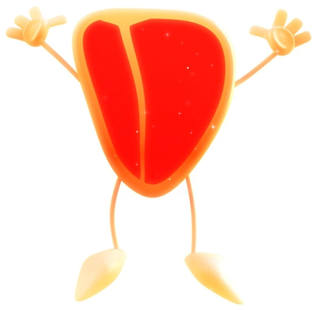 a cartoon orange and yellow object with both hands and feet