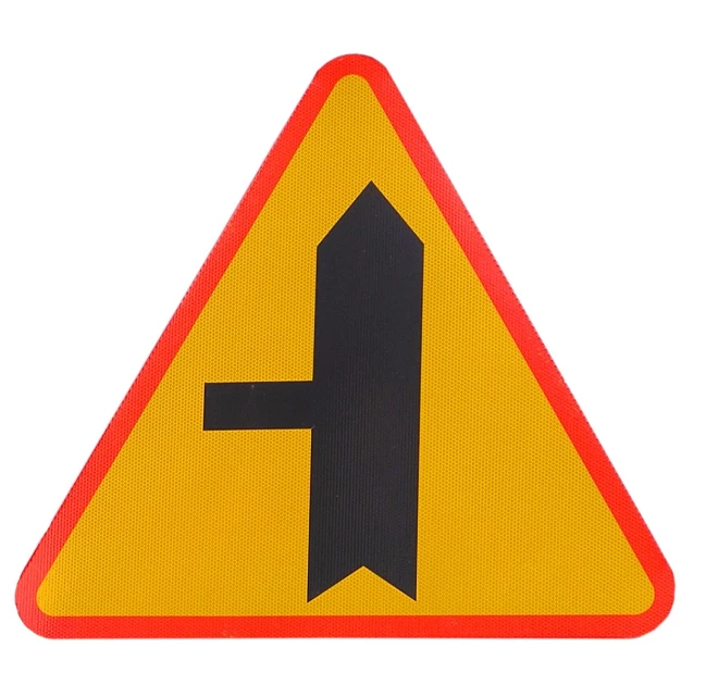 a yellow triangle with a black arrow sticking out of it