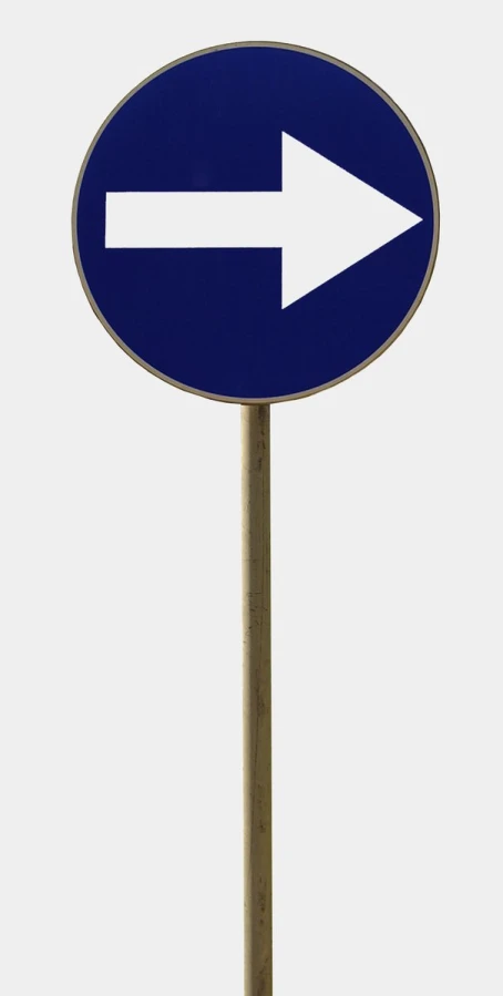 a blue sign with an arrow pointing in opposite directions
