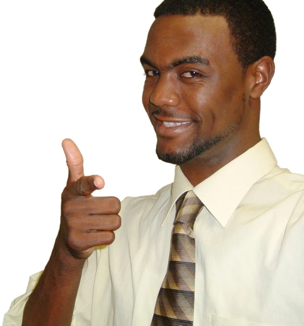 a man giving a thumbs up sign in front of him