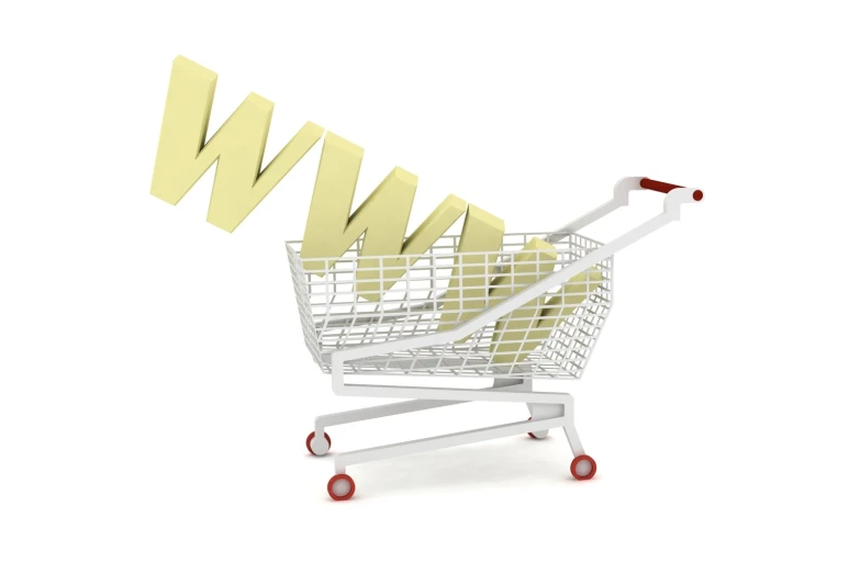 a shopping cart with the letter w on it and several yellow letters