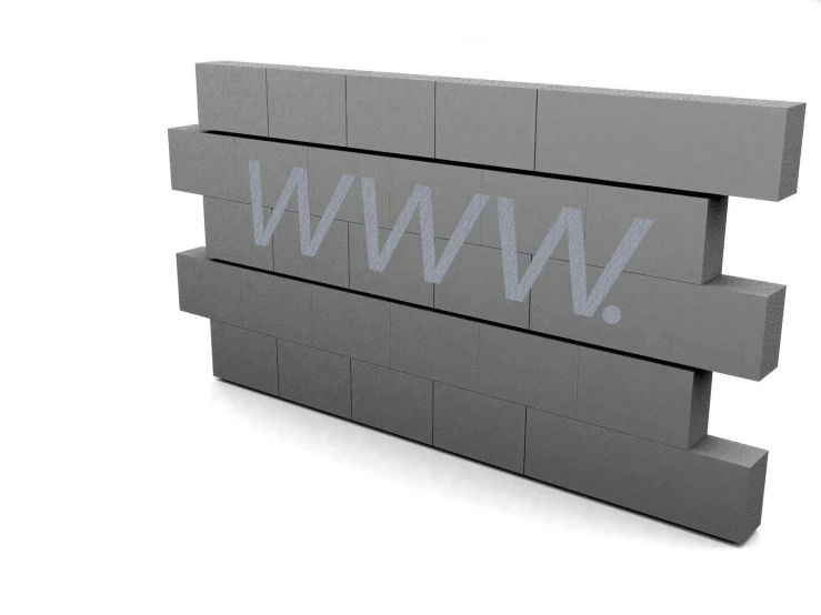 four different sizes of blocks have a web symbol on them