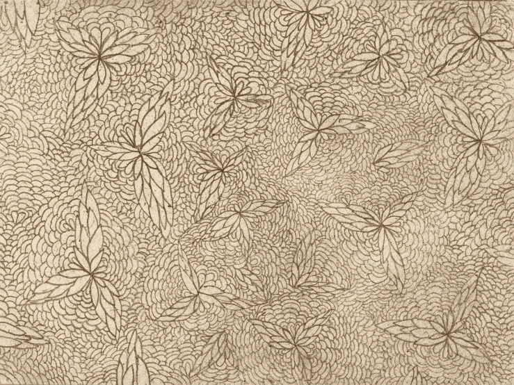 a line drawing of leaves in brown on a beige background