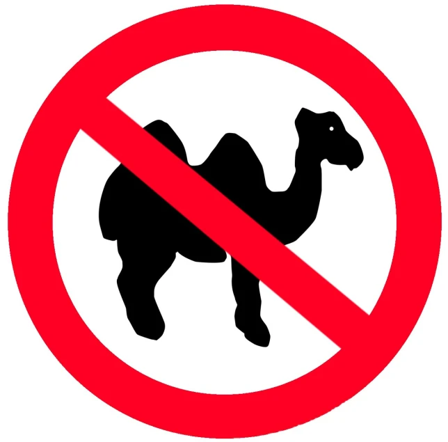 a no camel sign in black and red