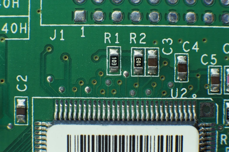 close up of the barcode on the back of a circuit board