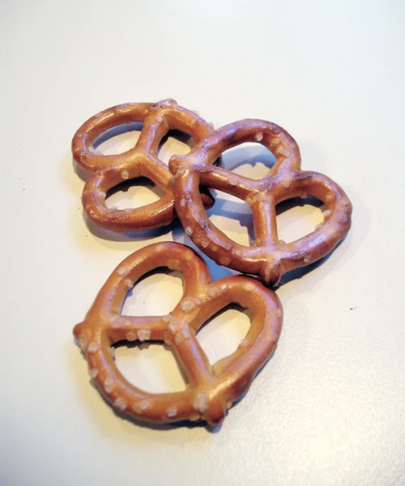 three pretzels placed on top of each other