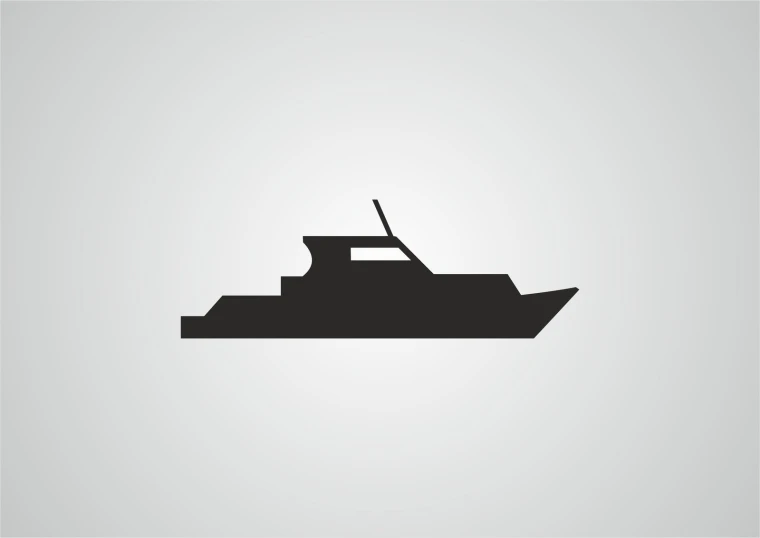 a boat on the water silhouette on a gray background