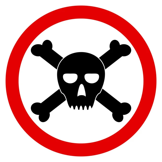 a sign with a skull and crossbones inside it