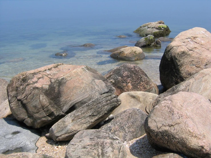 rocks and water in front of the water