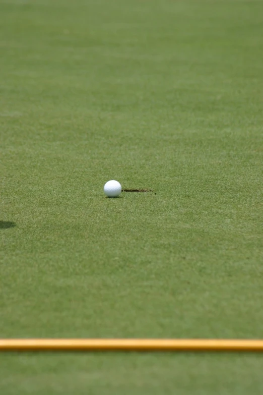 a golf ball sitting on the green playing on the green