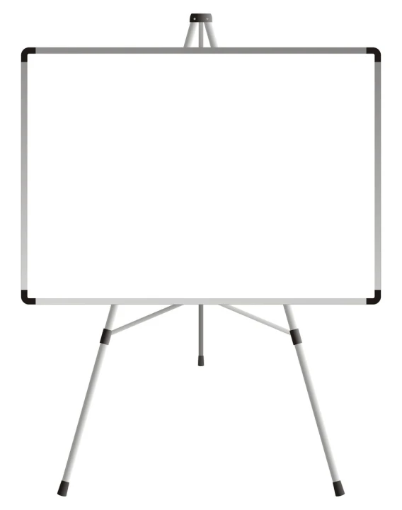 an office tripod stands as a whiteboard for writing
