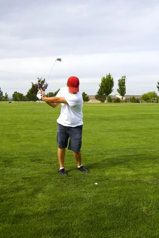 a person in the grass flying a kite