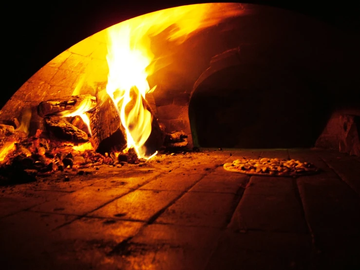 some fire in a wood burning oven