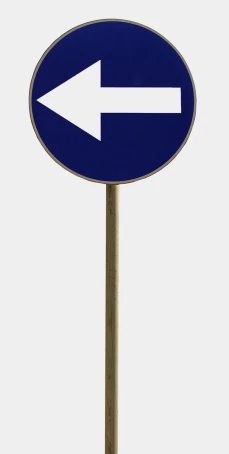 a blue street sign that is pointing upward