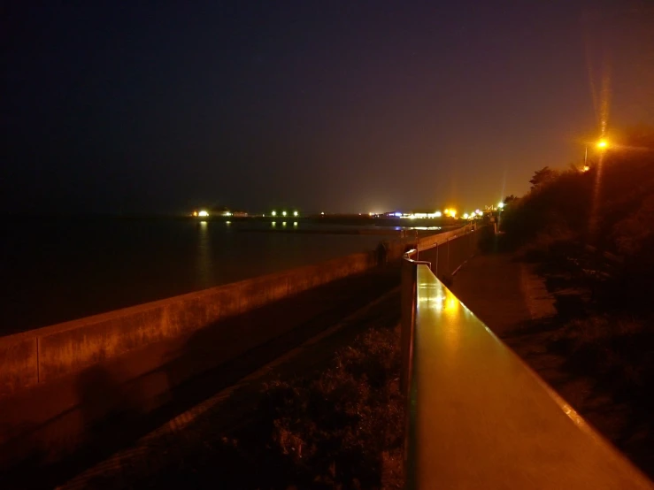 the view of a large body of water at night