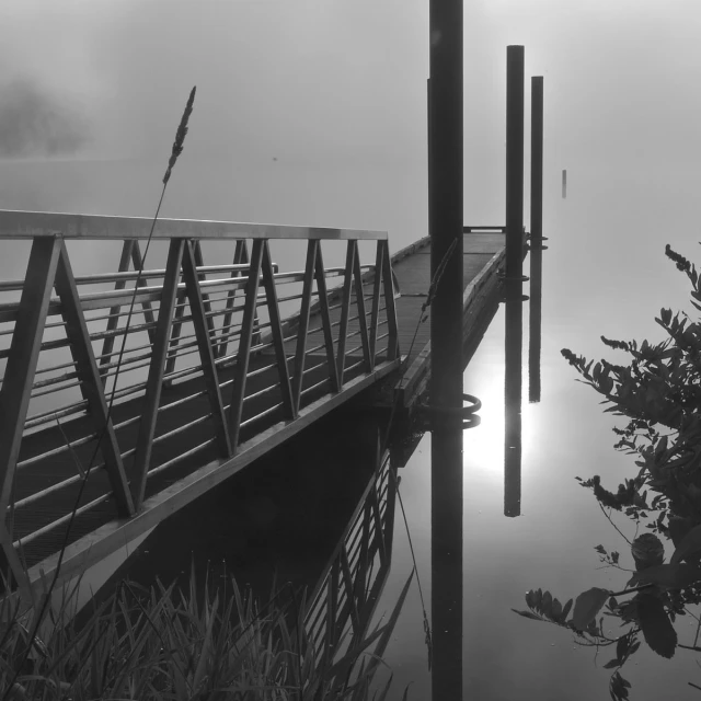 a bridge that has some poles sticking out of it