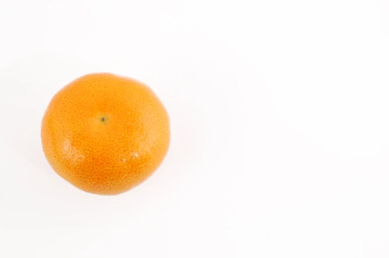 an orange sits in front of a white background