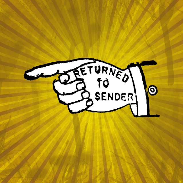 a hand drawn with a pen saying return to send