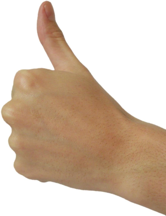 a person holding a smart phone giving a thumbs up