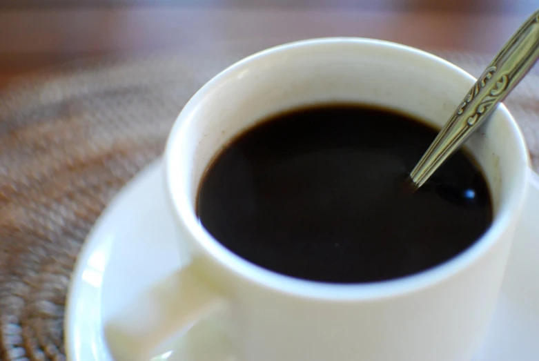 the spoon is stuck in the coffee cup