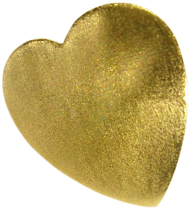 a gold colored heart shaped object that looks like it is holding soing