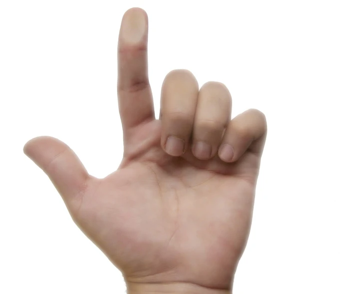 a hand showing the number four with a white background