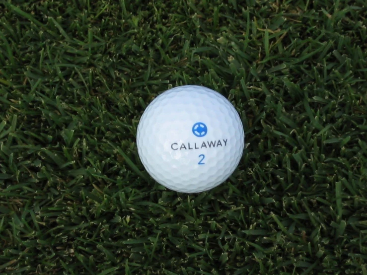 a golf ball sits in the grass with the numbers on it