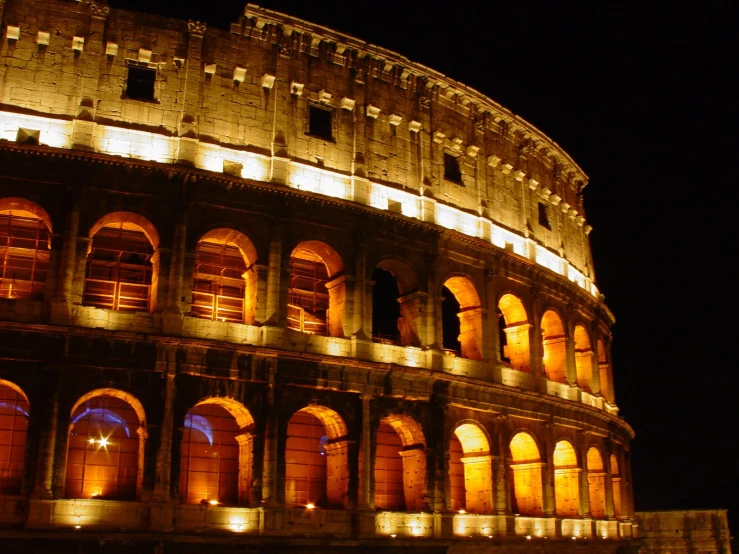 the night view of a collise at the roman forum