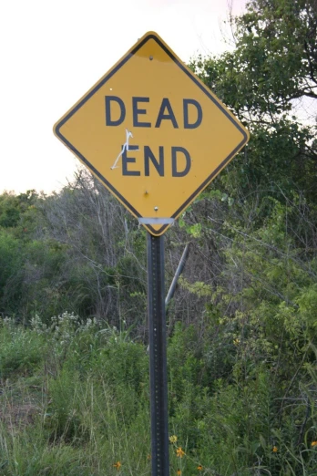 a road sign stating dead end and arrow in it