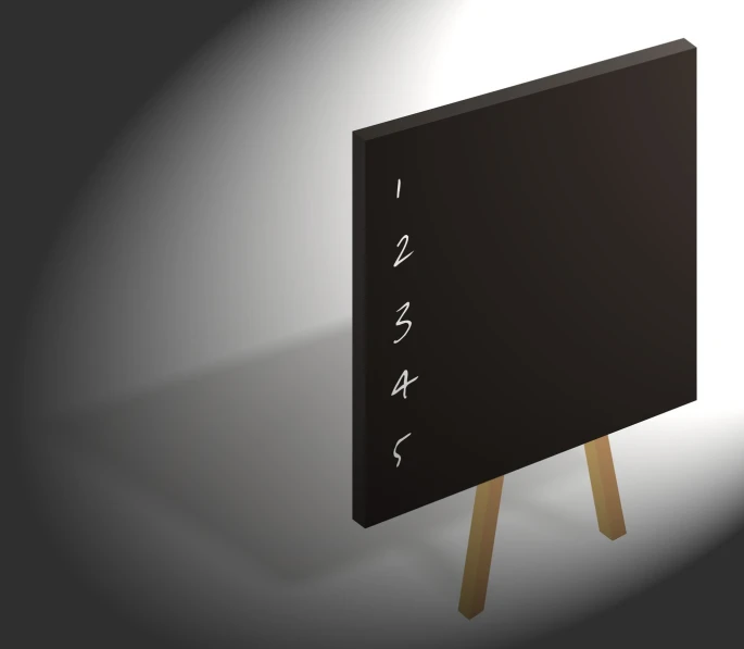 the blackboard with numbers is illuminated by a spotlight