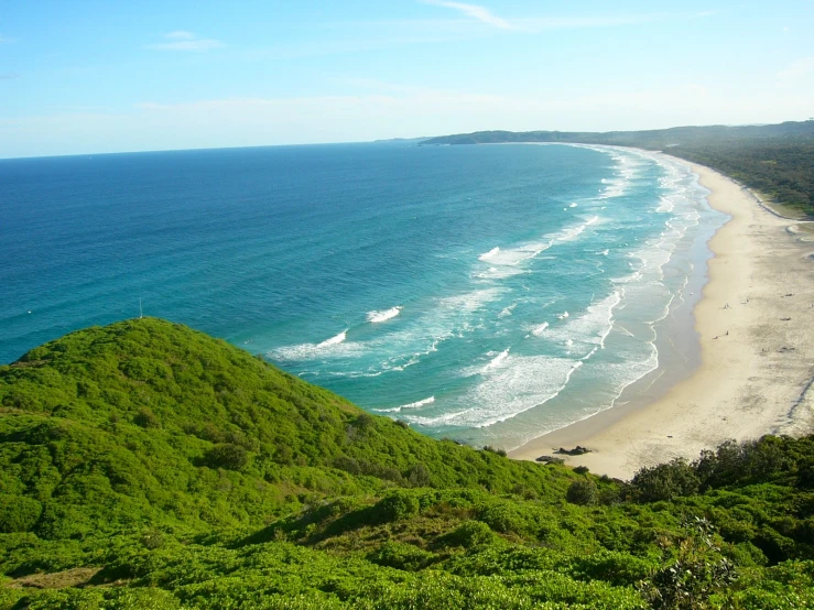 a beach that looks over looking the water