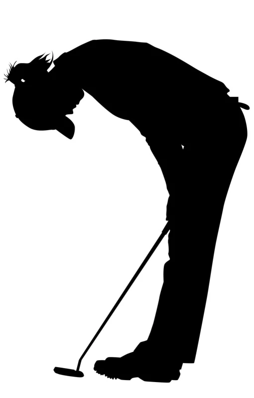 the silhouette of a man golf player with his foot on the ground