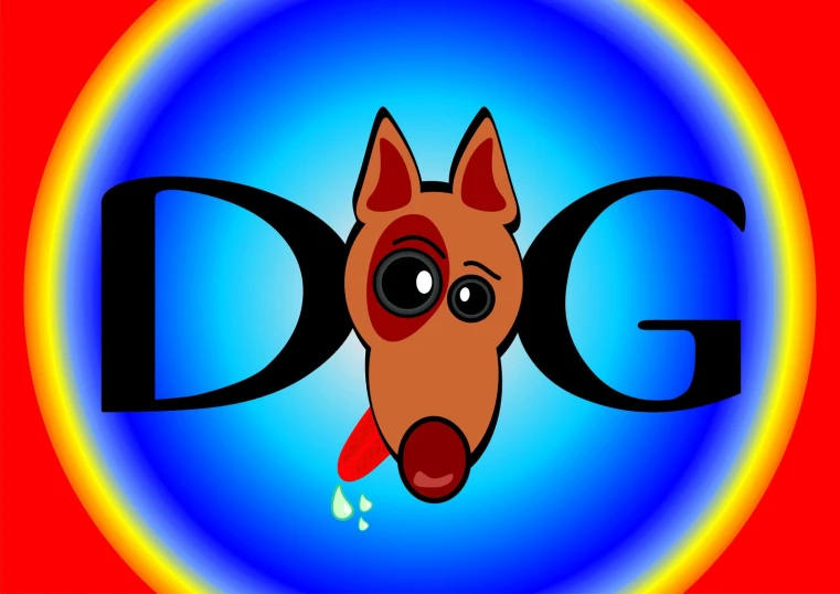 a cartoon dog is making a mess over the letters d and g