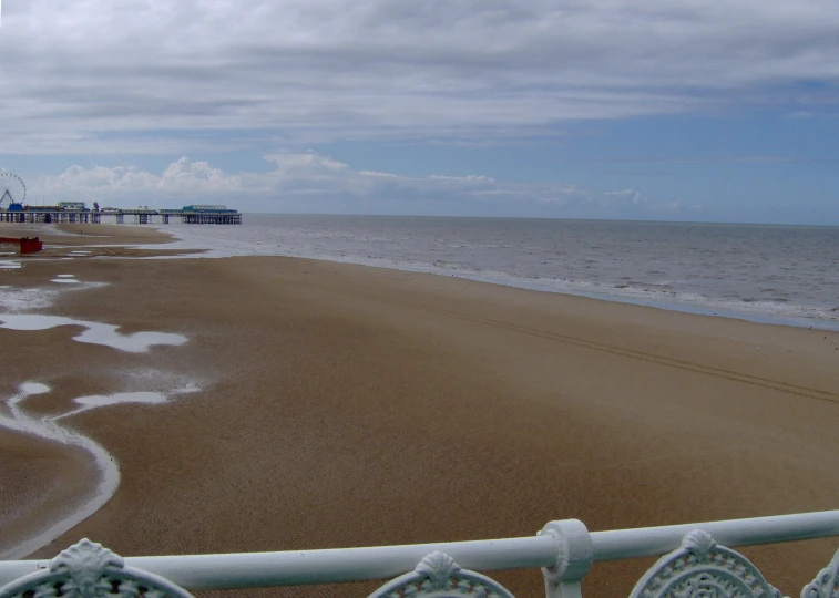 a view of the ocean beach with people walking